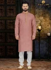 Peach Colour Outluk Vol 42 Traditional Wear Long Kurta Pure Cotton With Digital Print Kurta Pajama Mens Collection 42001
